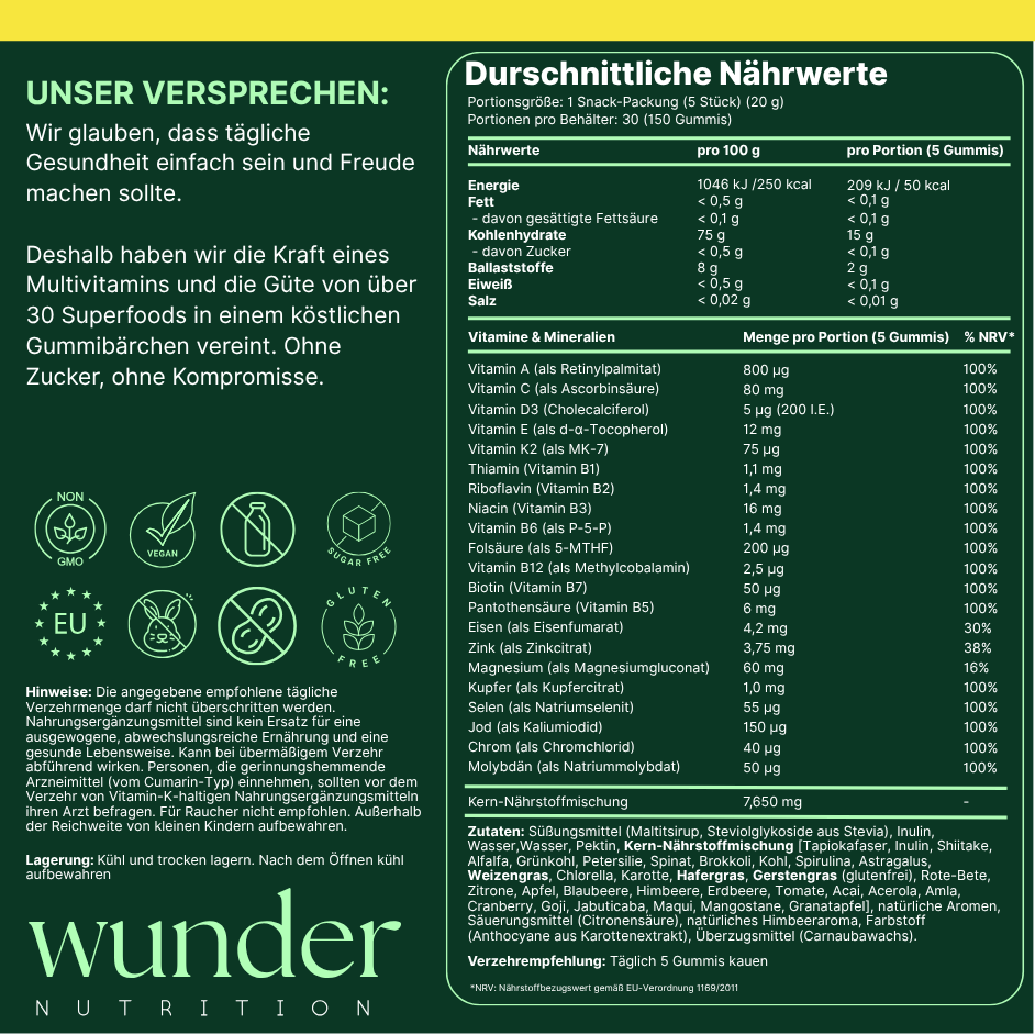 Wunder Nutrition™ - 30 Tägliche Superfood Gummis